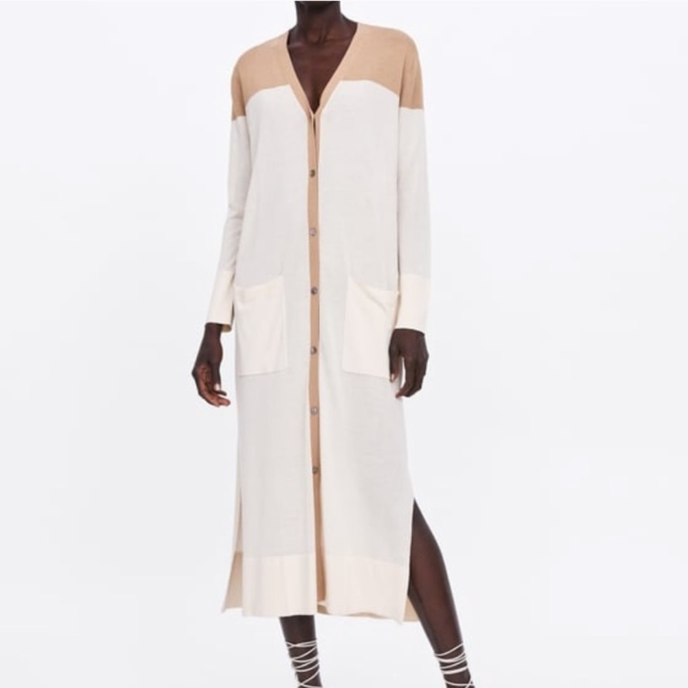 Zara long color block cardigan